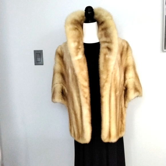 Vintage 1950's - 1960's Blonde Mink Stole with shawl collar - Picture 6 of 16